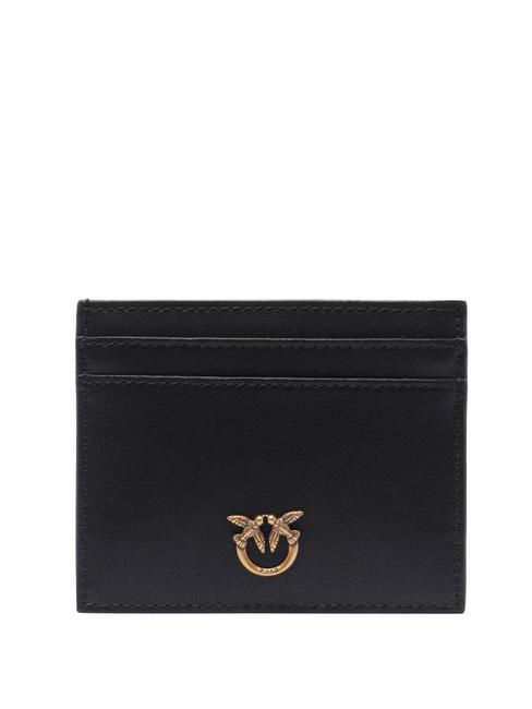 PINKO SIMPLY Porte-cartes en cuir noir-or antique - Portefeuilles Femme