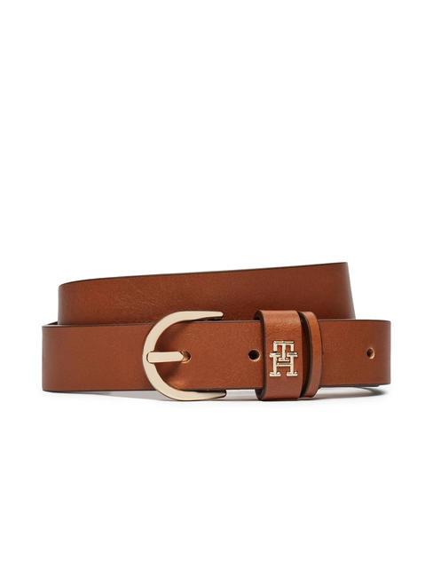 TOMMY HILFIGER ESSENTIAL EFFORTLESS Ceinture en cuir raccourcissable Cognac - Ceintures