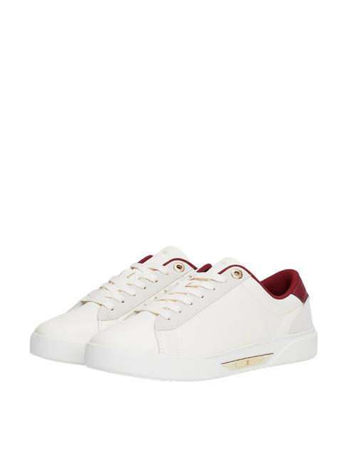 TOMMY HILFIGER CHIC COURT Baskets en cuir blanc antique - Chaussures Femme