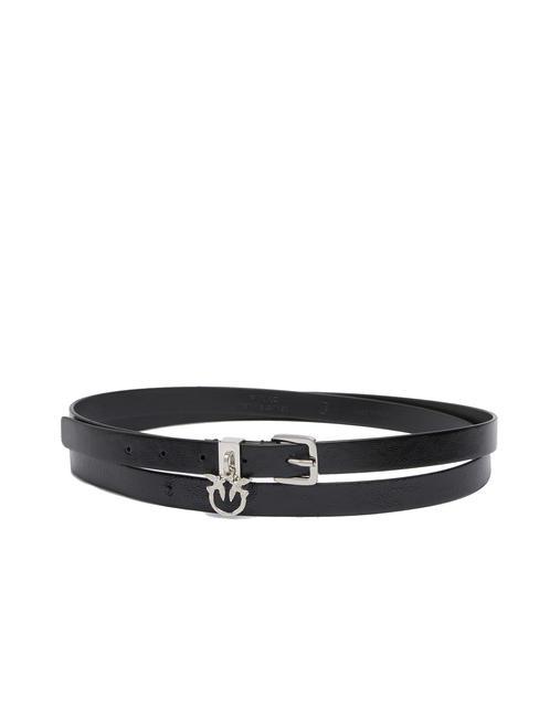 PINKO BALLESTAS Ceinture double en cuir naplak noir limousine-nickel brillant - Ceintures