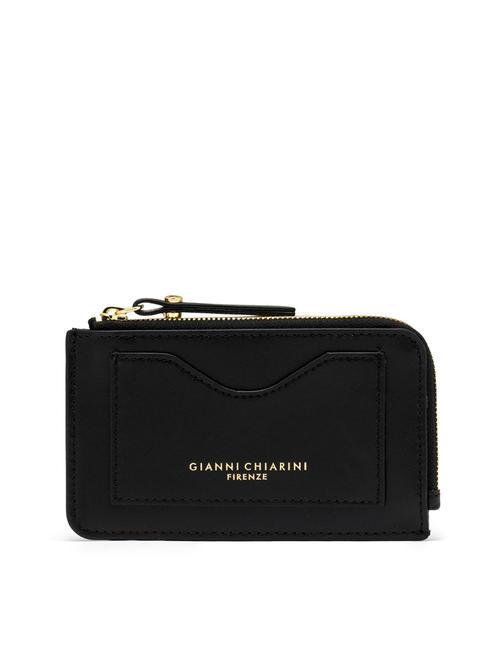 GIANNI CHIARINI CALF Portefeuille plat en cuir Noir - Portefeuilles Femme