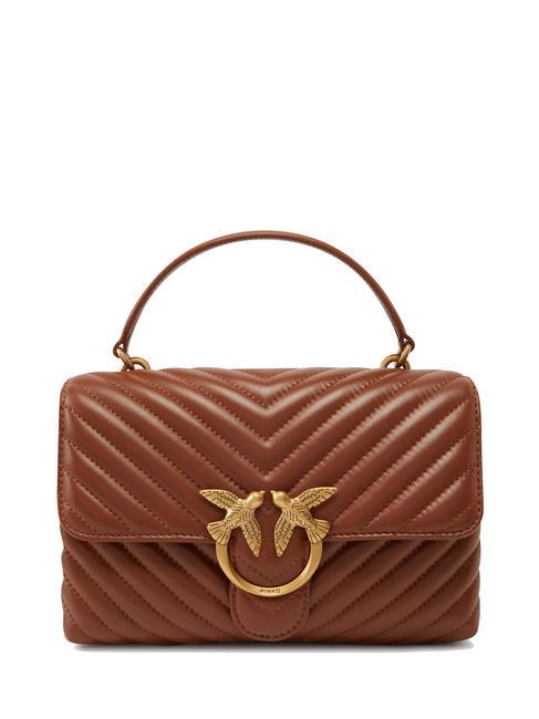 PINKO CLASSIC LADY LOVE BAG sac à chevrons cuir-or antique - Sacs pour Femme