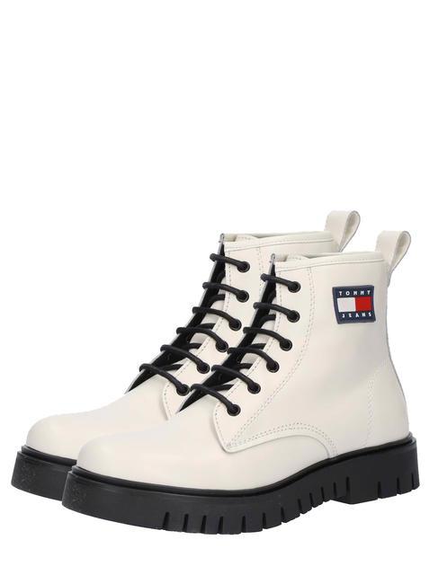 TOMMY HILFIGER TOMMY JEANS Lace Up Bottines en cuir écrue - Chaussures Femme