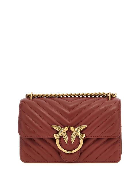 PINKO MINI LOVE BAG Un sac à chevrons ocre rouge-or antique - Sacs pour Femme