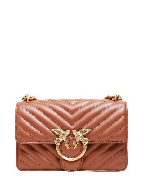 PINKO CLASSIC LOVE ONE Sac en cuir nappa cuir-or antique - Sacs pour Femme