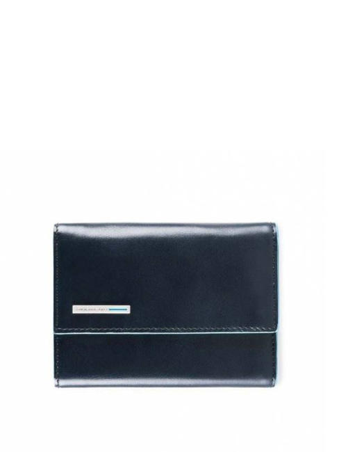 PIQUADRO Portefeuille BLUE SQUARE, en cuir, rabat bleu - Portefeuilles Femme