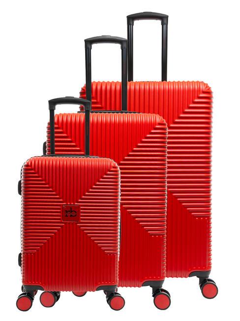 ROCCOBAROCCO ADVENTURE Ensemble de 3 cabines trolley, moyen, grand rouge - Ensemble Valises