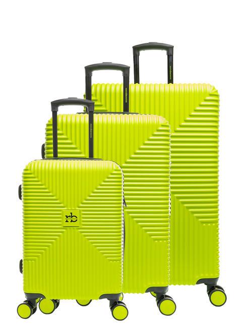 ROCCOBAROCCO ADVENTURE Ensemble de 3 cabines trolley, moyen, grand vert acide - Ensemble Valises