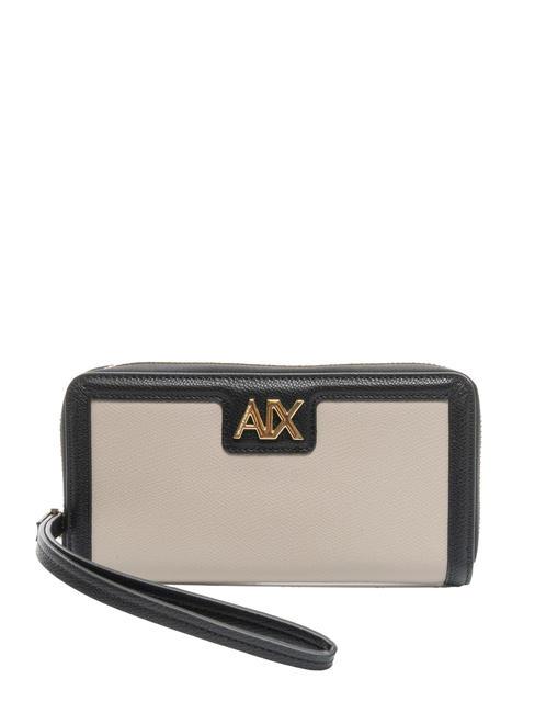 ARMANI EXCHANGE A|X METALLIC LOGO Grand portefeuille zippé autour tout-terrain/noir - Portefeuilles Femme