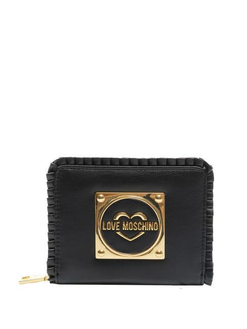 LOVE MOSCHINO HEART CORNER Petit portefeuille zippé autour Noir - Portefeuilles Femme