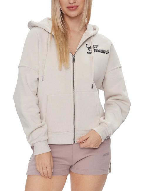 GUESS HOOD ZIP Sweat entièrement zippé avec capuche pierre en sourdine - Sweat-shirts pour femmes