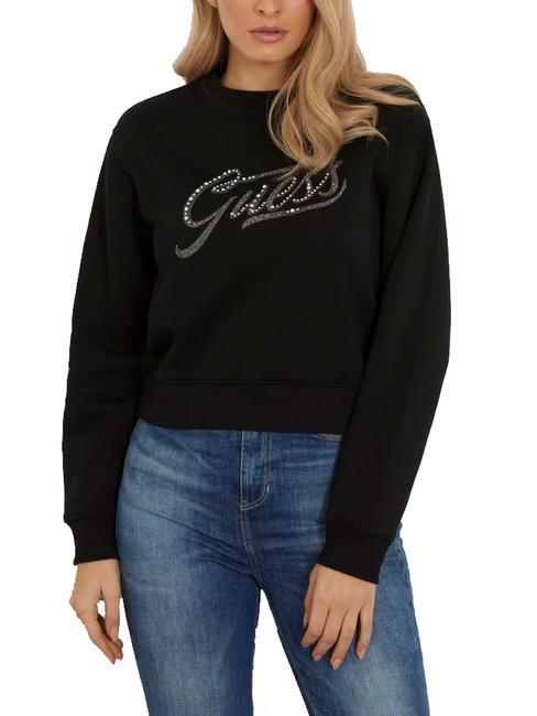 GUESS STONES LOGO Sweat col rond avec strass jetbla - Sweat-shirts pour femmes