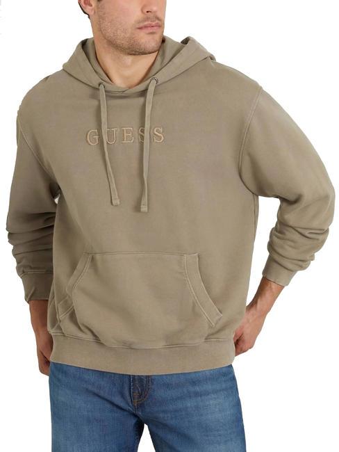 GUESS FINCH TERRY Sweat avec poche et capuche ardoise taupe multi - Pulls molletonnés