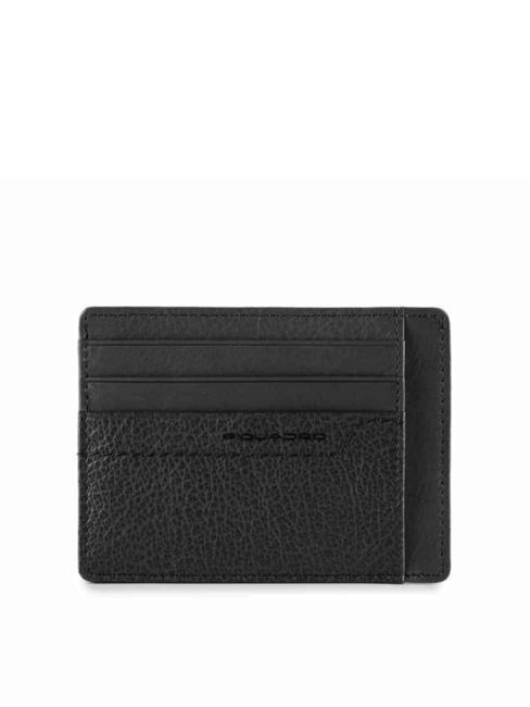 PIQUADRO PAN  Porte-cartes plat en cuir Noir - Portefeuilles Homme