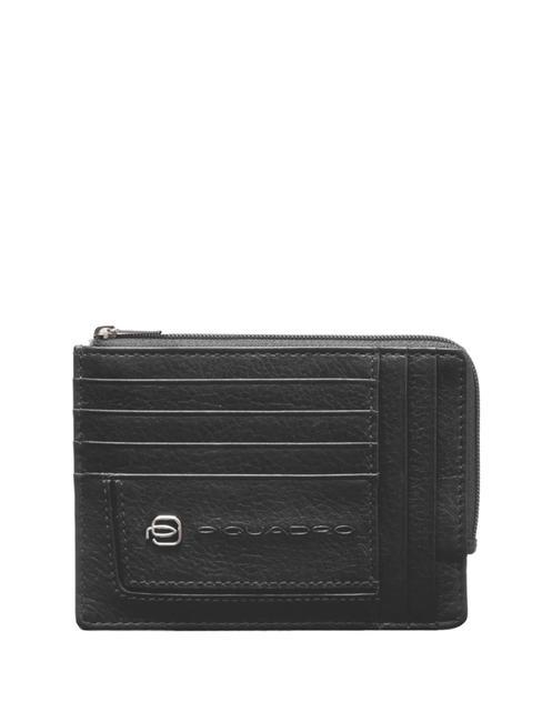 PIQUADRO VIBE  Pochette à monnaie en cuir noir - Portefeuilles Homme