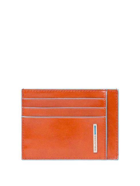 PIQUADRO BLUE SQUARE Porte-cartes plat en cuir orange - Portefeuilles Homme