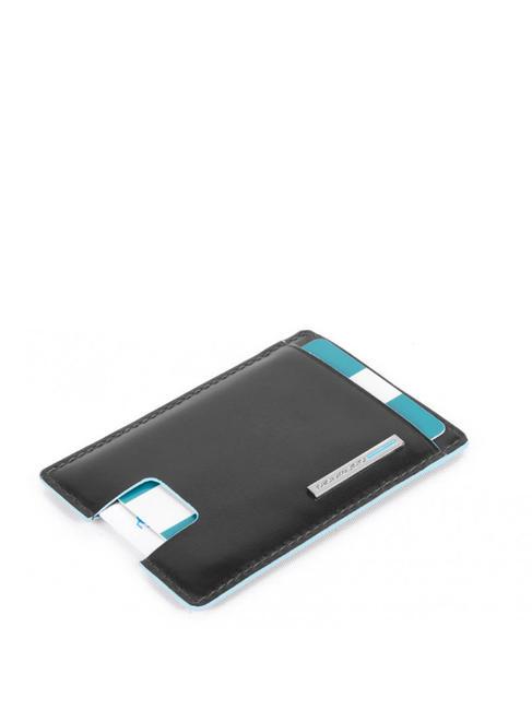 PIQUADRO BLUE SQUARE  Porte-cartes plat en cuir Noir - Portefeuilles Homme