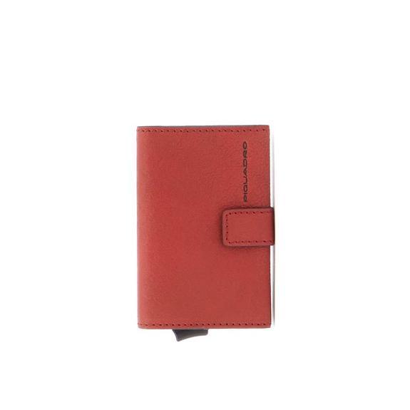 PIQUADRO BLACK SQUARE Porte-cartes en cuir rouge2 - Portefeuilles Homme