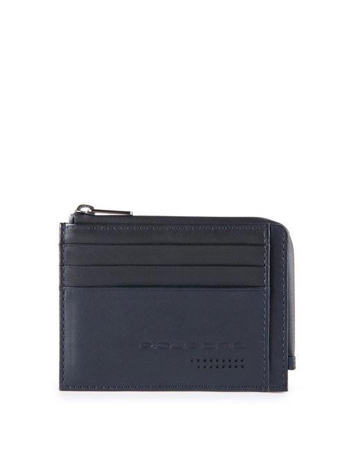 PIQUADRO URBAN  Porte-cartes en cuir avec zip bleu - Portefeuilles Homme