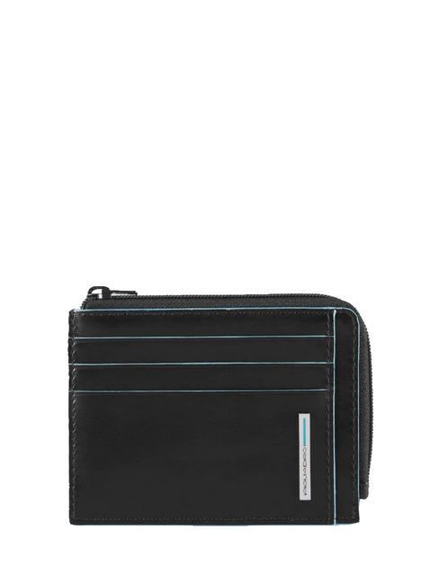 PIQUADRO BLUE SQUARE  Porte-cartes en cuir, avec zip noir - Portefeuilles Femme