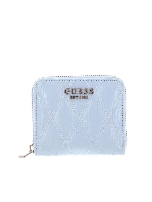 GUESS ADI Petit portefeuille zippé autour bleu ciel - Portefeuilles Femme