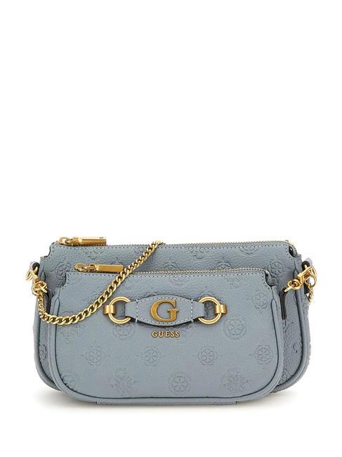 GUESS IZZY PEONY Sac à bandoulière double logo en jean clair - Sacs pour Femme