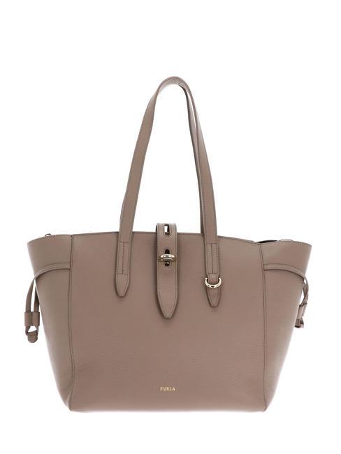 FURLA NET Cabas moyen en cuir grège - Sacs pour Femme