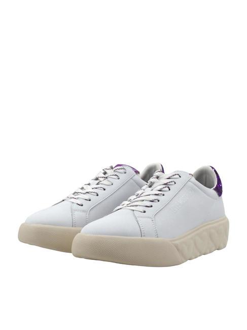 LOVE MOSCHINO HEART 45 Baskets en cuir blanc/iris - Chaussures Femme