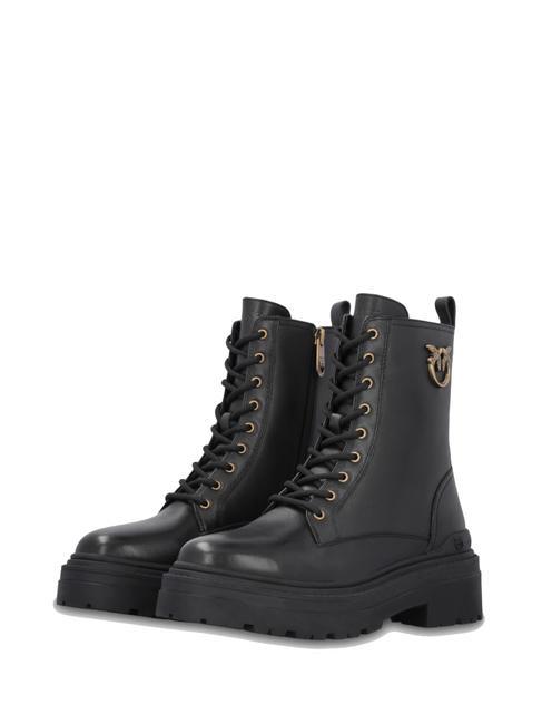 PINKO MIA Bottines amphibies logo métal limousine noire - Chaussures Femme