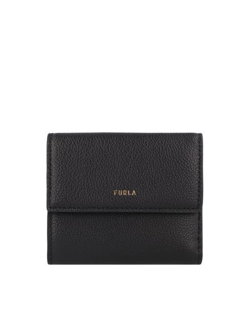 FURLA GOCCIA Portefeuille à deux volets en cuir moyen Noir - Portefeuilles Femme