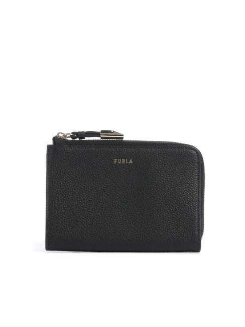 FURLA GOCCIA Porte-cartes en cuir avec zip Noir - Portefeuilles Femme