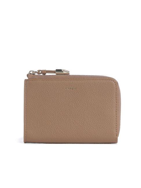 FURLA GOCCIA Porte-cartes en cuir avec zip désert - Portefeuilles Femme