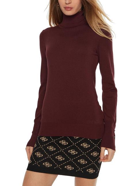 GUESS PAULE Pull à col roulé rouge noir - Chandails pour femmes