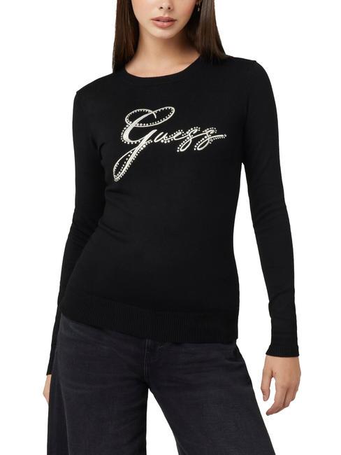 GUESS OLIVE Pull col rond avec strass jetbla - Chandails pour femmes