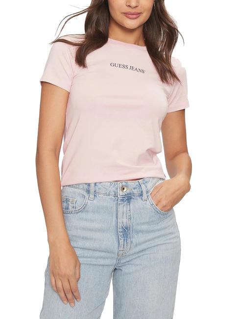 GUESS JEANS SLIM LOGO T-shirt extensible coupe slim coton blush - T-shirt