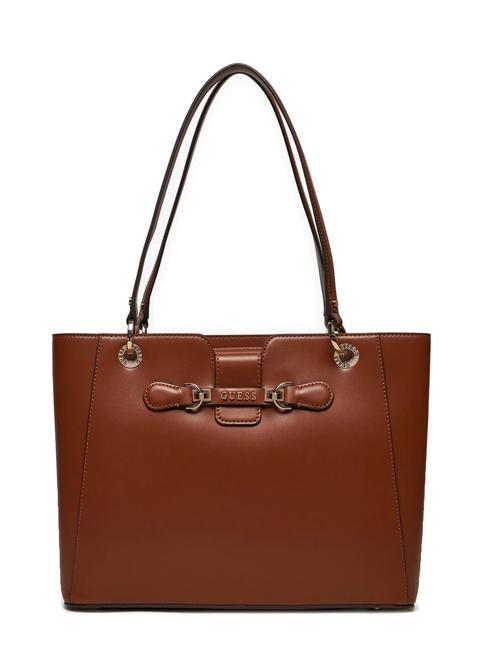 GUESS NOLANA Sac cabas porté épaule COGNAC - Sacs pour Femme