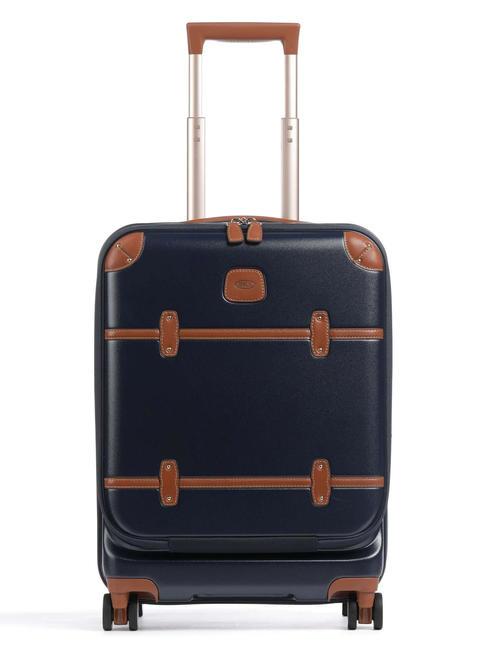 BRIC’S BELLAGIO Chariot cabine extensible avec PC et port USB Bleu / cuir - Valises cabine