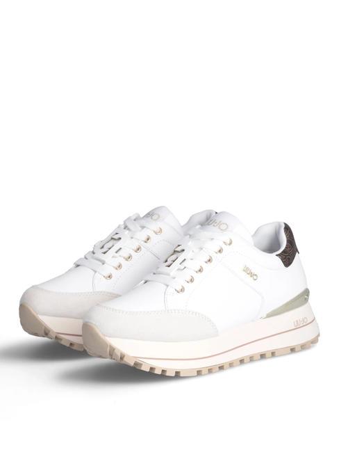 LIUJO MAXI WONDER 84 Baskets à plateforme en cuir blanc cassé - Chaussures Femme