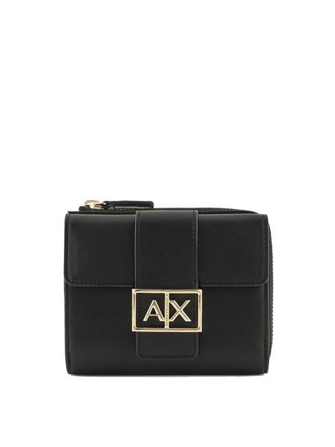 ARMANI EXCHANGE A|X BUCKLE Mini portefeuille avec rabat et zip Noir - Portefeuilles Femme