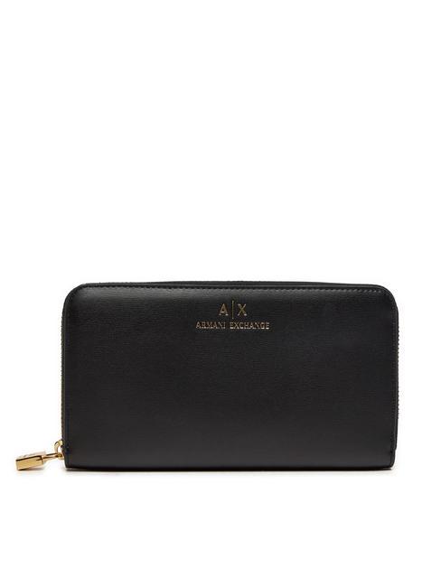 ARMANI EXCHANGE A|X Grand portefeuille zippé autour Noir - Portefeuilles Femme