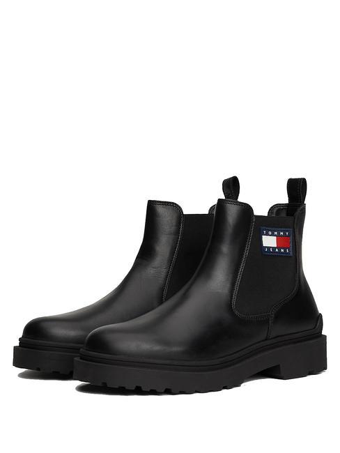 TOMMY HILFIGER TOMMY JEANS CHELSEA LEATHER  Bottines en cuir NOIR - Chaussures Homme