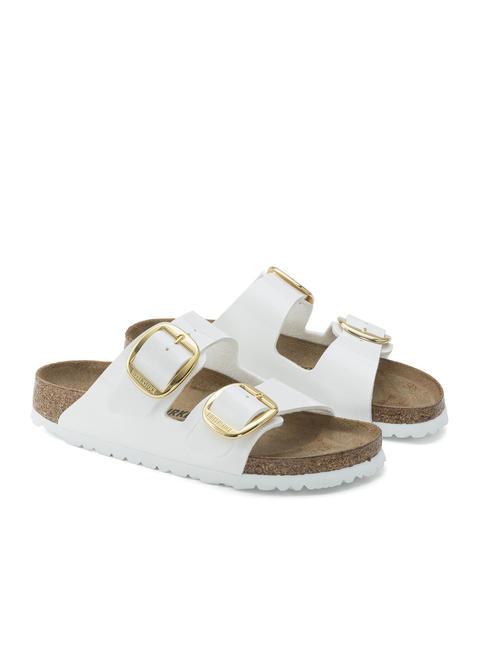 BIRKENSTOCK ARIZONA BIG BUCKLE Sandale pantoufle en cuir verni blanc vernis - Chaussures Femme