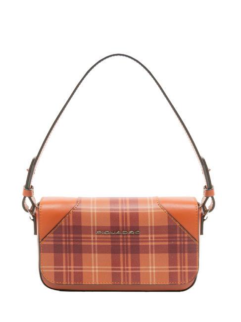 PIQUADRO MUSE Crossover in pelle con patta Crossover en cuir avec rabat chèque orange - Sacs pour Femme