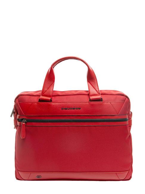 PIQUADRO TRAKAI Mallette en cuir et tissu pour ordinateur portable 14" ROUGE - Porte Documents Travail