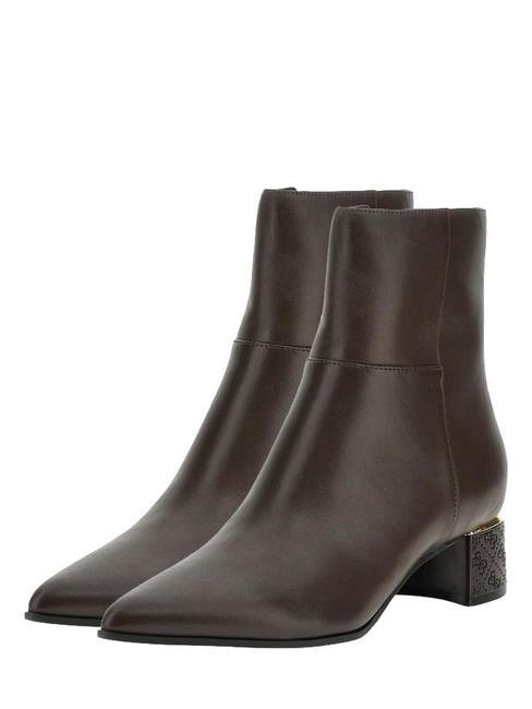 GUESS LUKKIE  Bottines en cuir brun - Chaussures Femme