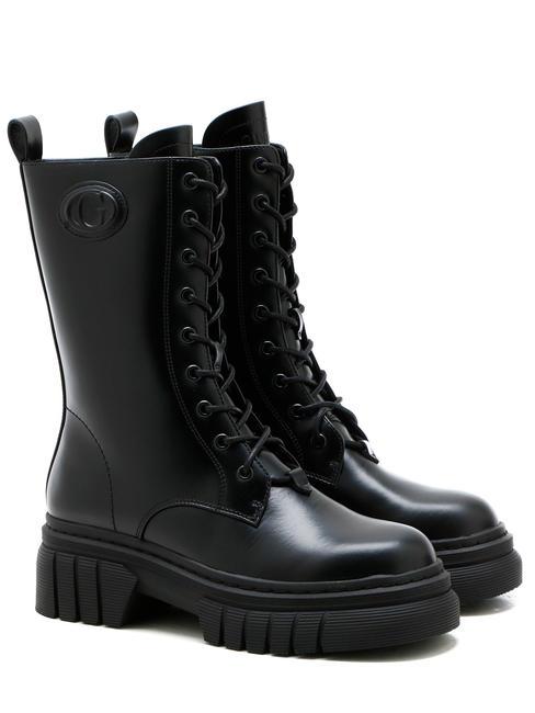 GUESS ANITA  Bottes de combat en cuir Noir / noir - Chaussures Femme