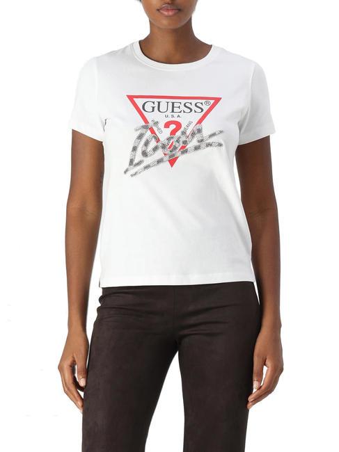 GUESS SS CN ICON  T-shirt en coton blanc pur - T-shirt