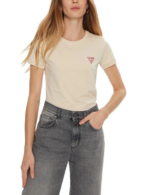 GUESS MINI TRIANGLE T-shirt coupe slim huître perlière - T-shirt