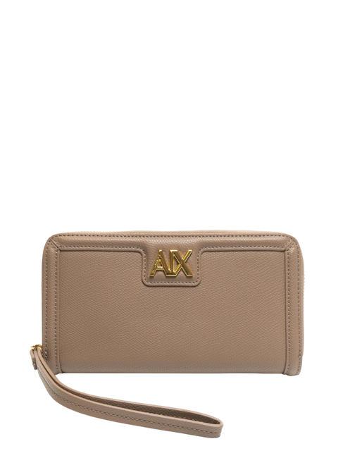 ARMANI EXCHANGE A|X METALLIC LOGO Grand portefeuille zippé autour pisco noir - Portefeuilles Femme