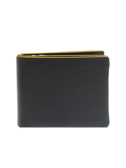 MOMO DESIGN BICOLOR Porte-monnaie en cuir noir jaune - Portefeuilles Homme